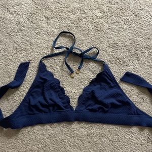 Jessica Simpson Scalloped Navy Bikini Top